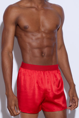 Men's Silk Boxer Shorts in Red