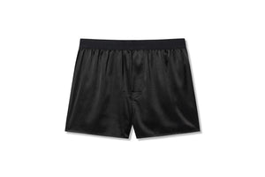 Open image in slideshow, Men&#39;s Silk Boxer Shorts in Black
