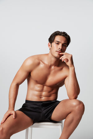 Men's Silk Boxer Shorts in Black