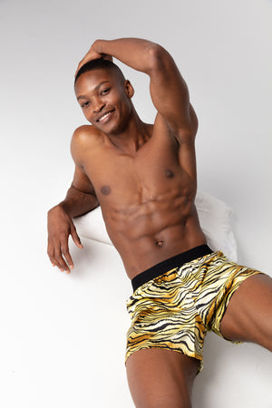 Men's Printed Silk Boxer Shorts in Crazy Zebra