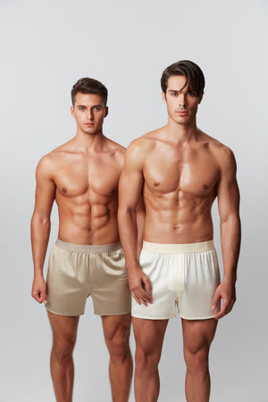 Men's Silk Boxer Shorts in Champagne