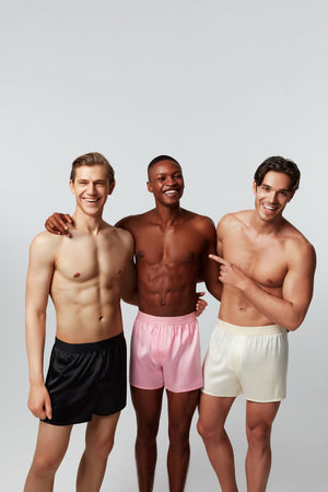 Men's Silk Boxer Shorts in Pearl White