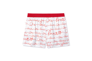 Open image in slideshow, Men&#39;s Printed Silk Boxer Shorts in Romantic Handwritten Words One Love
